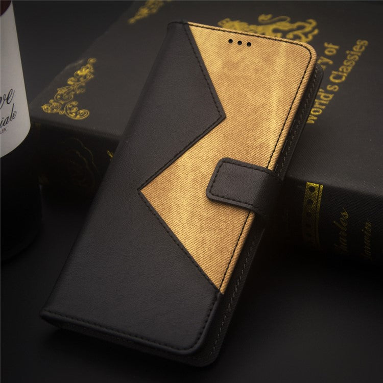 IDEWEI For vivo V29 Lite 5G PU Leather Case with Card Holder Splicing Color Stand Phone Cover - Black