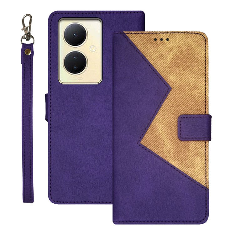 IDEWEI For vivo V29 Lite 5G PU Leather Case with Card Holder Splicing Color Stand Phone Cover - Purple