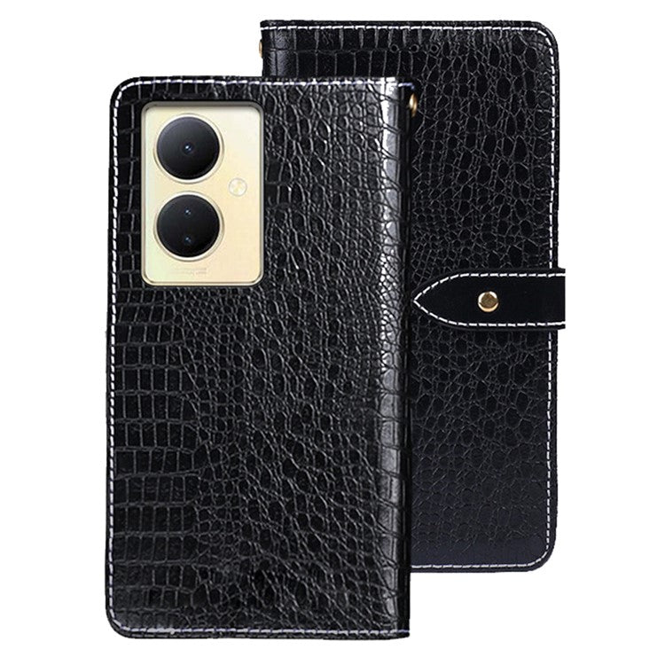 IDEWEI For vivo V29 Lite 5G Wallet Phone Case Crocodile Texture Stand PU Leather Phone Cover - Black