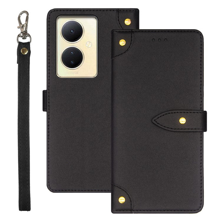 IDEWEI For vivo V29 Lite 5G Phone Leather Case Card Holder Full Protection Stand Cover - Black