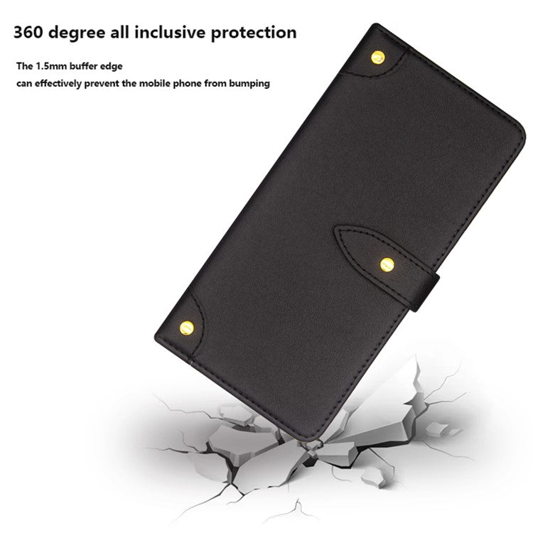 IDEWEI For vivo V29 Lite 5G Phone Leather Case Card Holder Full Protection Stand Cover - Black