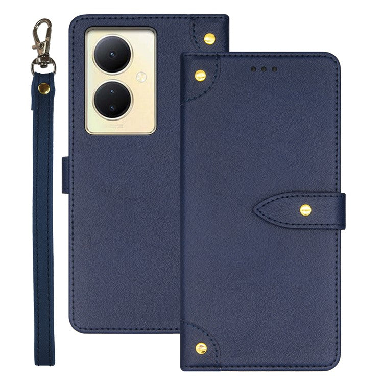 IDEWEI For vivo V29 Lite 5G Phone Leather Case Card Holder Full Protection Stand Cover - Blue