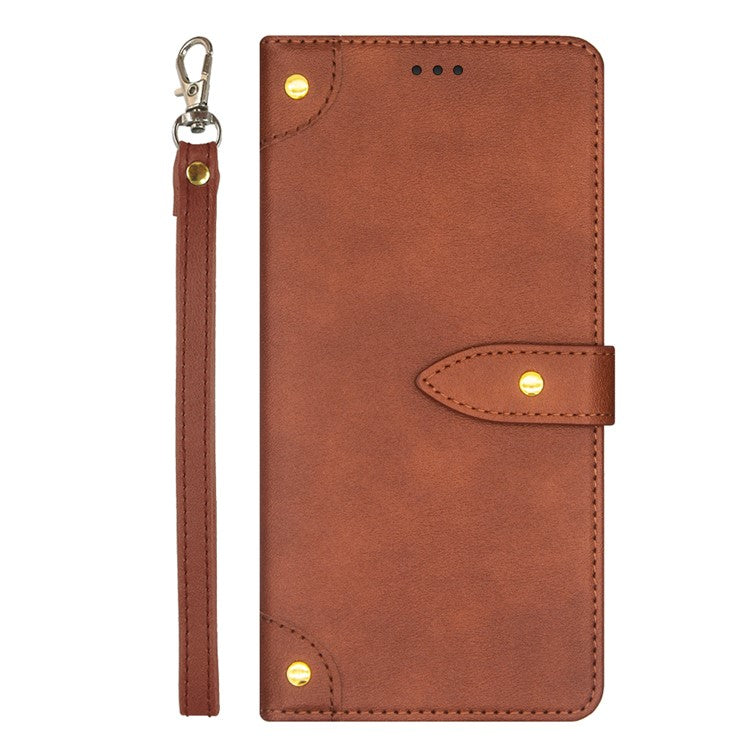 IDEWEI For vivo V29 Lite 5G Phone Leather Case Card Holder Full Protection Stand Cover - Brown