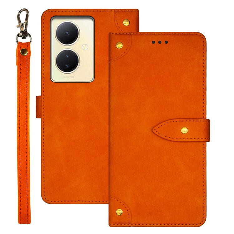 IDEWEI For vivo V29 Lite 5G Phone Leather Case Card Holder Full Protection Stand Cover - Orange