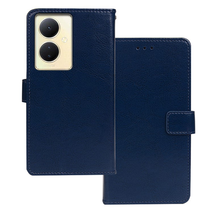 IDEWEI For vivo V29 Lite 5G Crazy Horse Texture PU Leather Case Stand Wallet Phone Cover - Blue