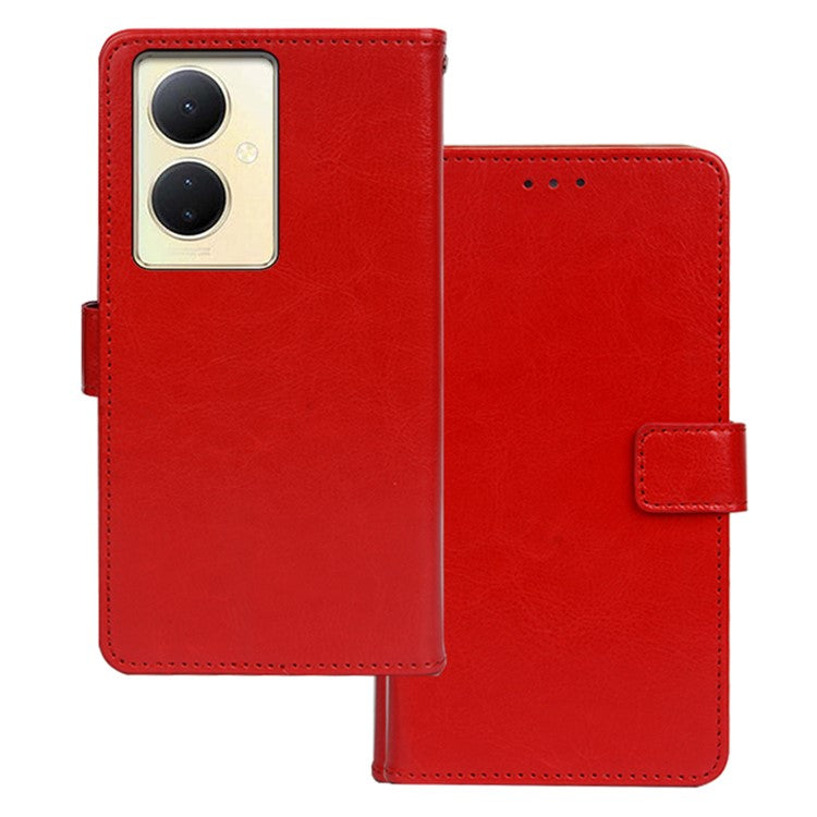 IDEWEI For vivo V29 Lite 5G Crazy Horse Texture PU Leather Case Stand Wallet Phone Cover - Red