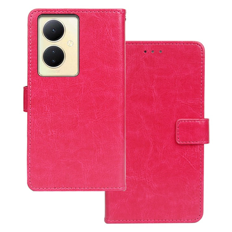 IDEWEI For vivo V29 Lite 5G Crazy Horse Texture PU Leather Case Stand Wallet Phone Cover - Rose