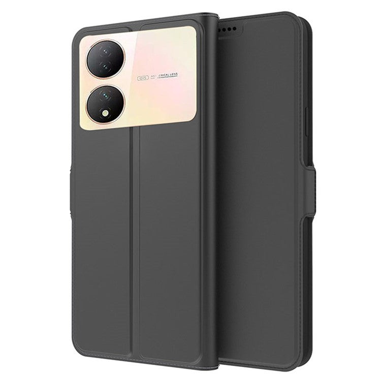 Dustproof Phone Cover For vivo Y100 5G , Card Slot PU Leather Stand Flip Shell Full Protection Phone Case - Black