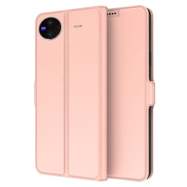 For vivo X Flip Stand Phone Case Card Slot PU Leather Full Protection Shell Magnetic Flip Phone Cover - Rose Gold