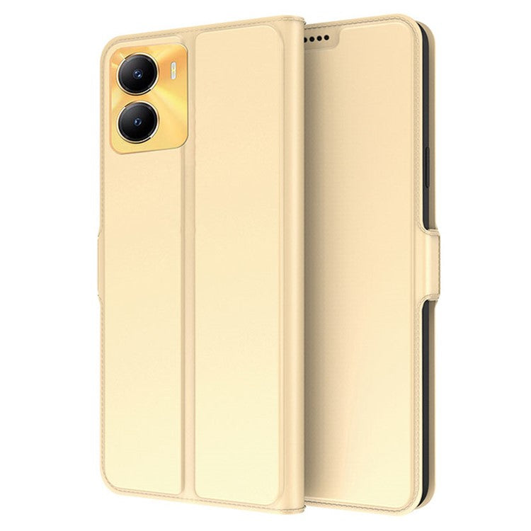 For vivo Y56 5G Dustproof Flip Phone Cover Card Slot PU Leather Stand Shell Full Protection Phone Case - Gold