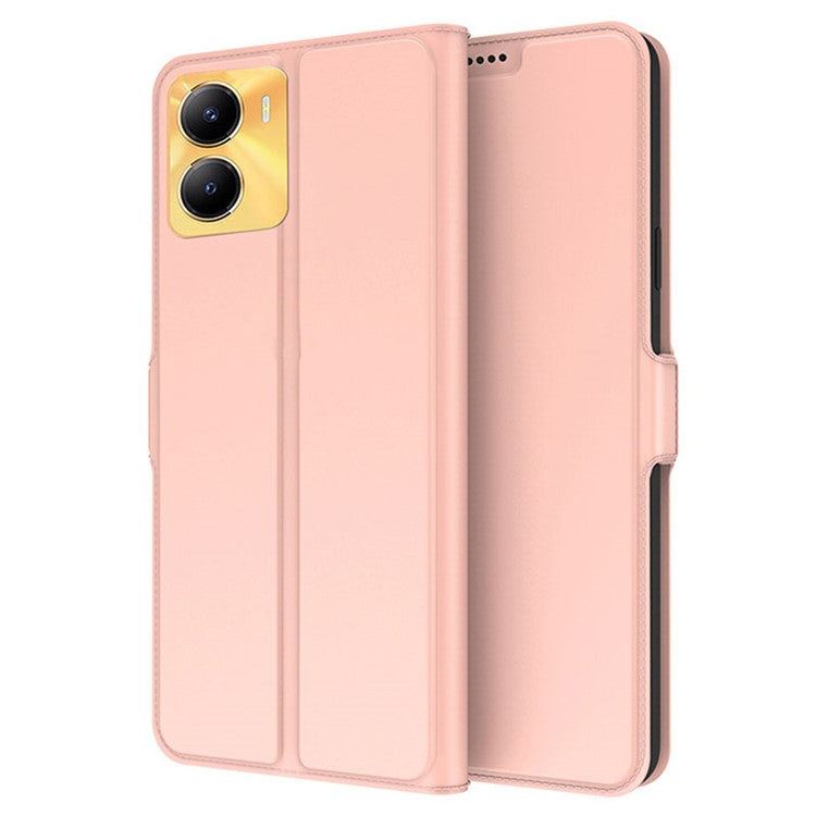 For vivo Y56 5G Dustproof Flip Phone Cover Card Slot PU Leather Stand Shell Full Protection Phone Case - Rose Gold