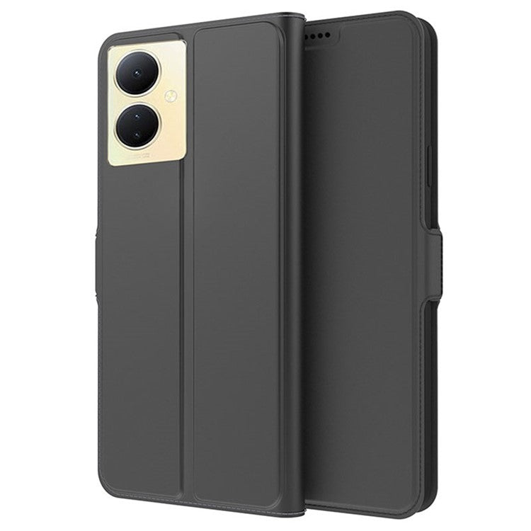 For vivo V29 Lite 5G Shockproof Phone Case Card Slot PU Leather Shell Stand Magnetic Absorption Flip Phone Cover - Black