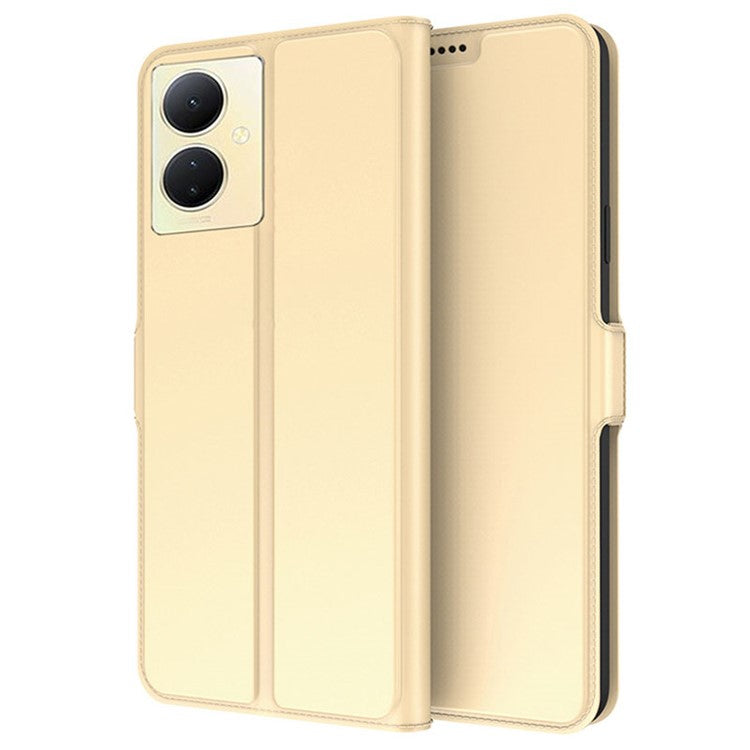 For vivo V29 Lite 5G Shockproof Phone Case Card Slot PU Leather Shell Stand Magnetic Absorption Flip Phone Cover - Gold