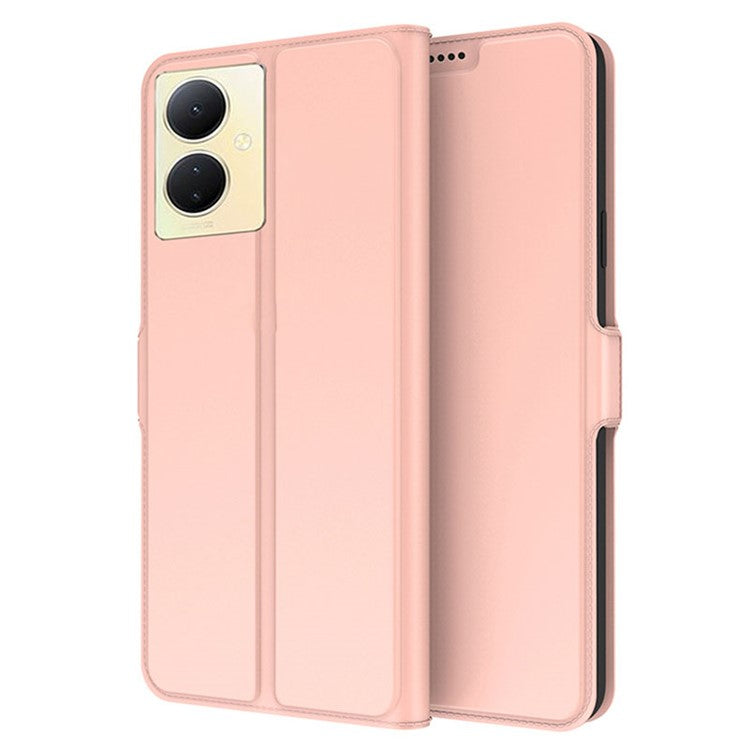 For vivo V29 Lite 5G Shockproof Phone Case Card Slot PU Leather Shell Stand Magnetic Absorption Flip Phone Cover - Rose Gold