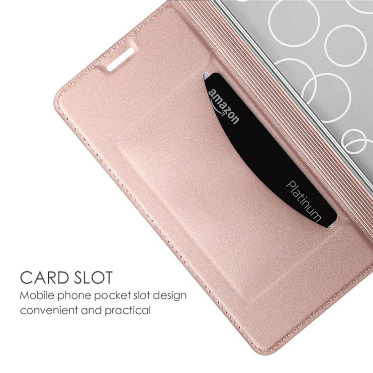 Phone Case for vivo Y36 5G (Global) , Card Slot Flip Phone Cover PU Leather Stand Shell Shockproof Cover - Rose Gold