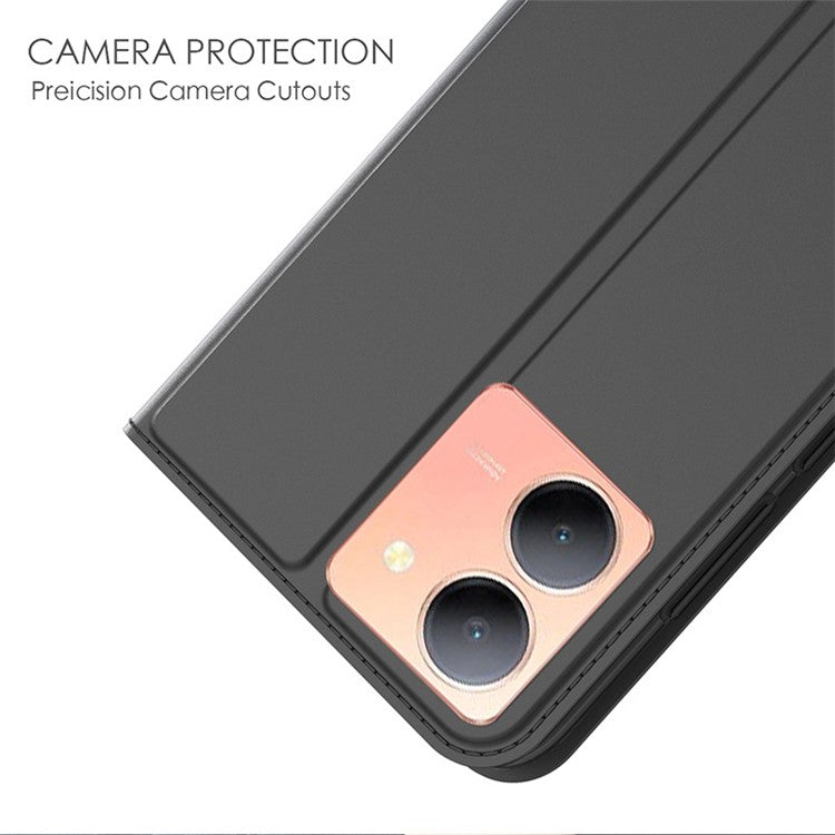 Phone Case for vivo Y36 5G (Global) , Card Slot Flip Phone Cover PU Leather Stand Shell Shockproof Cover - Black