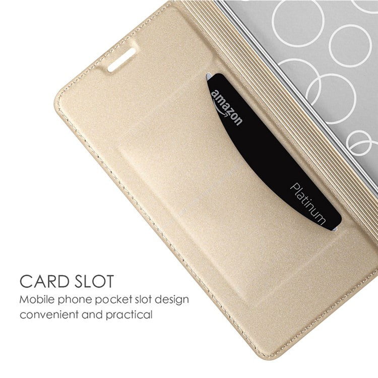 Phone Case for vivo Y36 5G (Global) , Card Slot Flip Phone Cover PU Leather Stand Shell Shockproof Cover - Gold