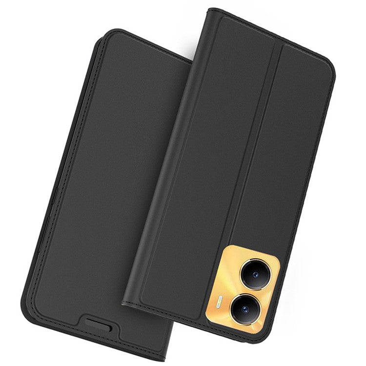 For vivo Y56 5G Full Protection Phone Case Flip Phone Cover Card Storage Slot PU Leather Stand Shell - Black