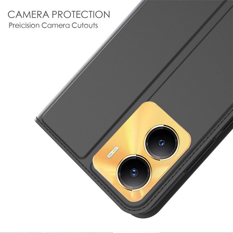 For vivo Y56 5G Full Protection Phone Case Flip Phone Cover Card Storage Slot PU Leather Stand Shell - Black