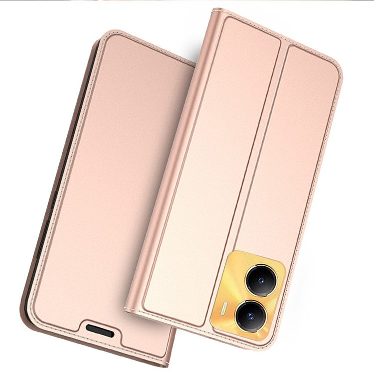 For vivo Y56 5G Full Protection Phone Case Flip Phone Cover Card Storage Slot PU Leather Stand Shell - Rose Gold