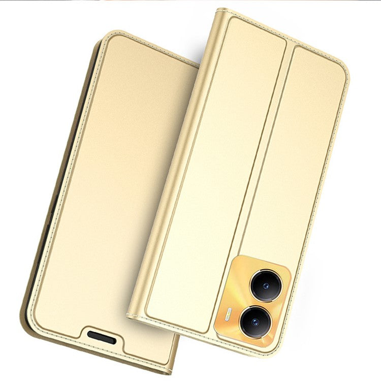 For vivo Y56 5G Full Protection Phone Case Flip Phone Cover Card Storage Slot PU Leather Stand Shell - Gold