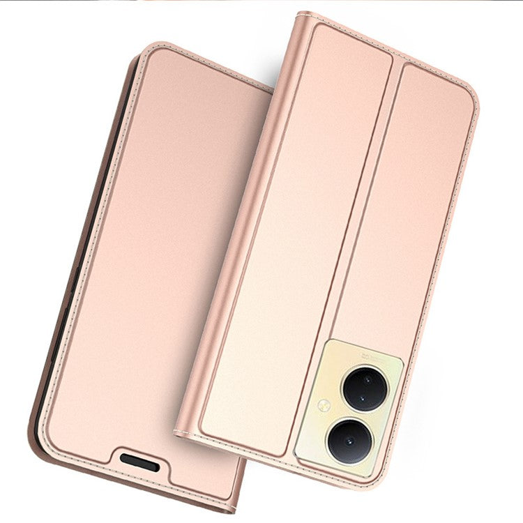 For vivo V29 Lite 5G Card Slot PU Leather Flip Phone Cover Stand Shell Full Protection Phone Case - Rose Gold