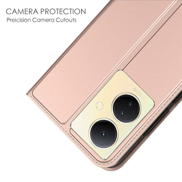 For vivo V29 Lite 5G Card Slot PU Leather Flip Phone Cover Stand Shell Full Protection Phone Case - Rose Gold