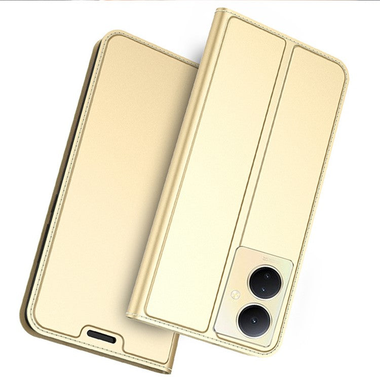 For vivo V29 Lite 5G Card Slot PU Leather Flip Phone Cover Stand Shell Full Protection Phone Case - Gold