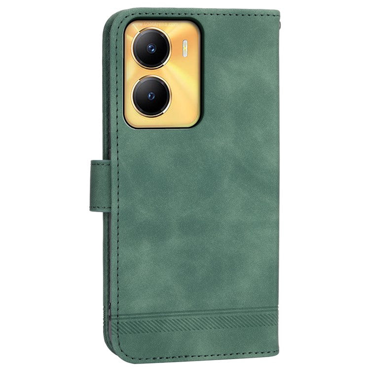 DIERFENG DF-03 Lines Imprinted Cover for vivo Y56 5G PU Leather Wallet Stand Phone Case - Green