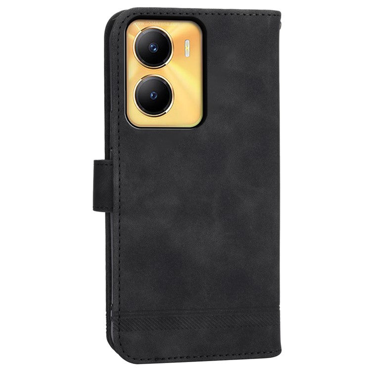 DIERFENG DF-03 Lines Imprinted Cover for vivo Y56 5G PU Leather Wallet Stand Phone Case - Black