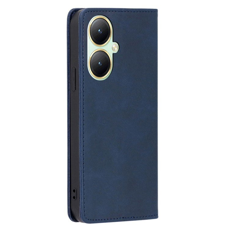 Wallet Leather Case for vivo Y35m+ 5G / Y35+ 5G , Calf Texture Stand Protective Phone Cover - Sapphire