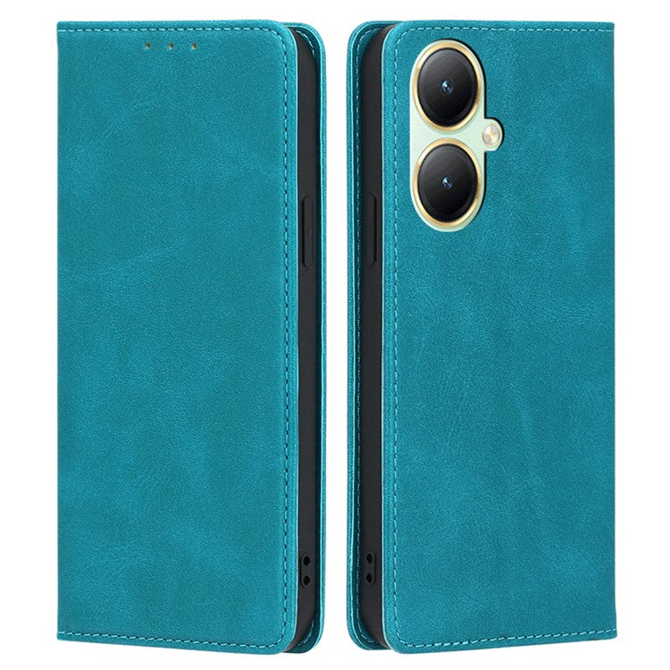 Wallet Leather Case for vivo Y35m+ 5G / Y35+ 5G , Calf Texture Stand Protective Phone Cover - Baby Blue