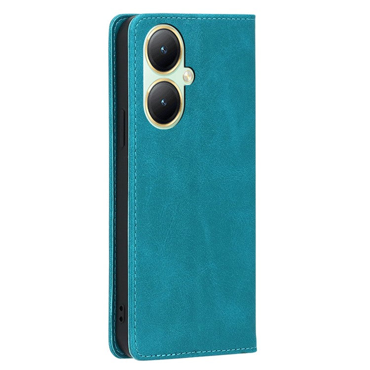 Wallet Leather Case for vivo Y35m+ 5G / Y35+ 5G , Calf Texture Stand Protective Phone Cover - Baby Blue