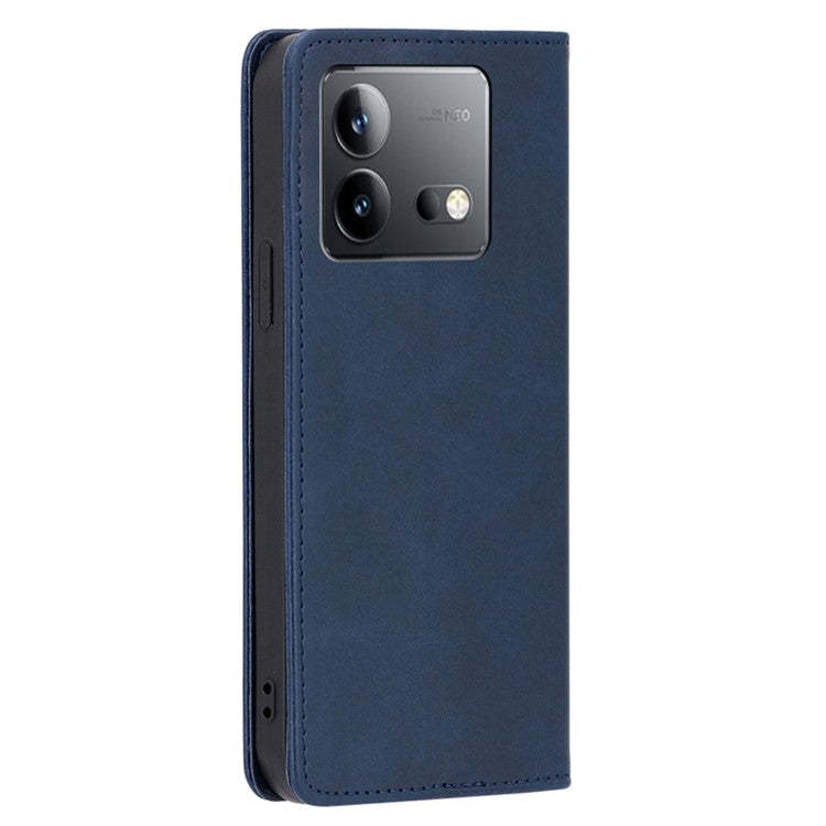 For vivo iQOO Neo8 5G / Neo8 Pro 5G Shockproof Phone Cover Calf Texture Leather Shell Stand Wallet Case - Sapphire