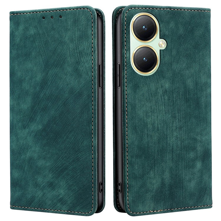 For vivo Y35m+ 5G / Y35+ 5G Anti-scratch Phone Cover RFID Blocking Wallet Phone Case Leather Stand Shell - Green