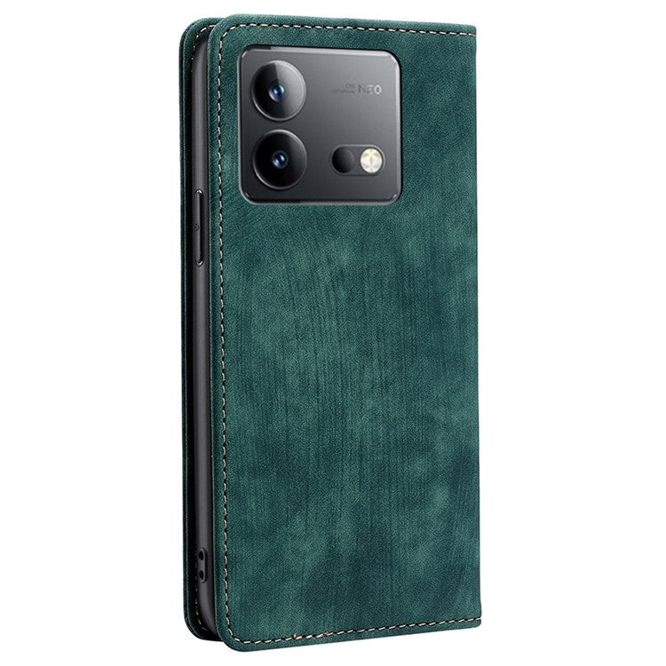 For vivo iQOO Neo8 5G / iQOO Neo8 Pro 5G RFID Blocking Leather Case Stand Phone Wallet Cover - Green