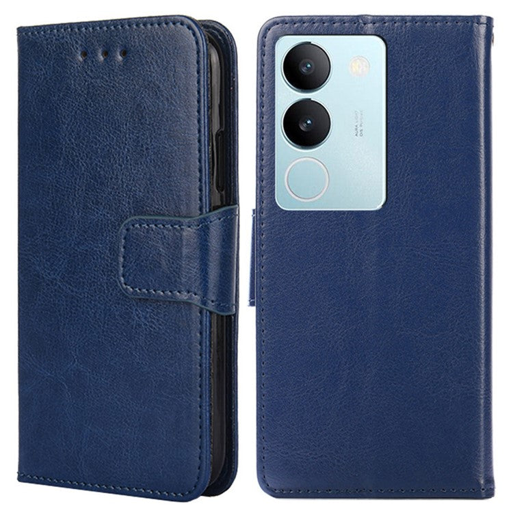 Textured PU Leather Cover For vivo S17 5G / S17 Pro 5G , Wallet Stand Case Anti-scratch Phone Shell - Sapphire