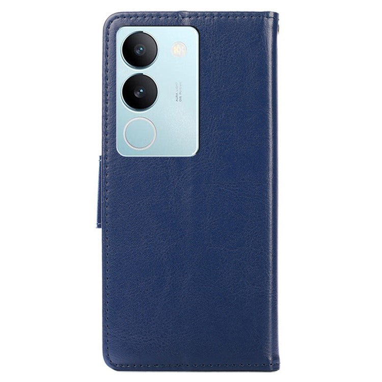 Textured PU Leather Cover For vivo S17 5G / S17 Pro 5G , Wallet Stand Case Anti-scratch Phone Shell - Sapphire