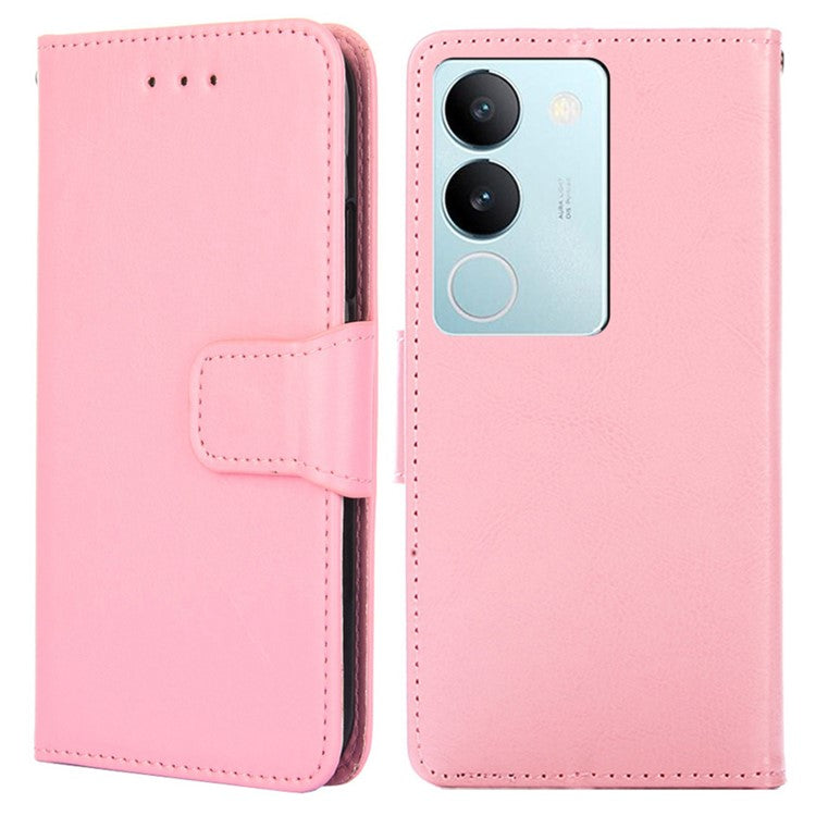 Textured PU Leather Cover For vivo S17 5G / S17 Pro 5G , Wallet Stand Case Anti-scratch Phone Shell - Pink