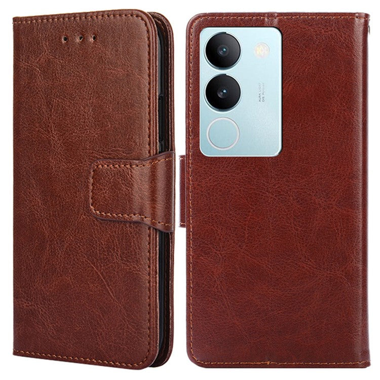 Textured PU Leather Cover For vivo S17 5G / S17 Pro 5G , Wallet Stand Case Anti-scratch Phone Shell - Brown