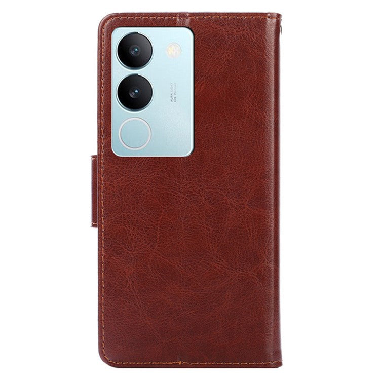 Textured PU Leather Cover For vivo S17 5G / S17 Pro 5G , Wallet Stand Case Anti-scratch Phone Shell - Brown