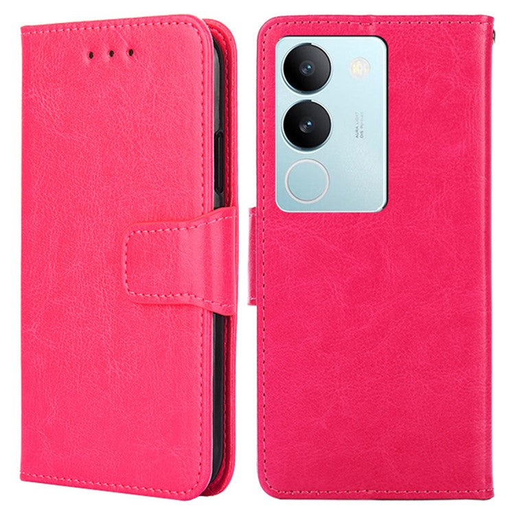 Textured PU Leather Cover For vivo S17 5G / S17 Pro 5G , Wallet Stand Case Anti-scratch Phone Shell - Rose