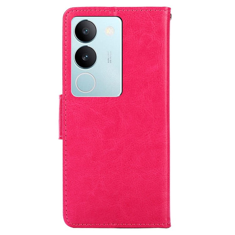 Textured PU Leather Cover For vivo S17 5G / S17 Pro 5G , Wallet Stand Case Anti-scratch Phone Shell - Rose