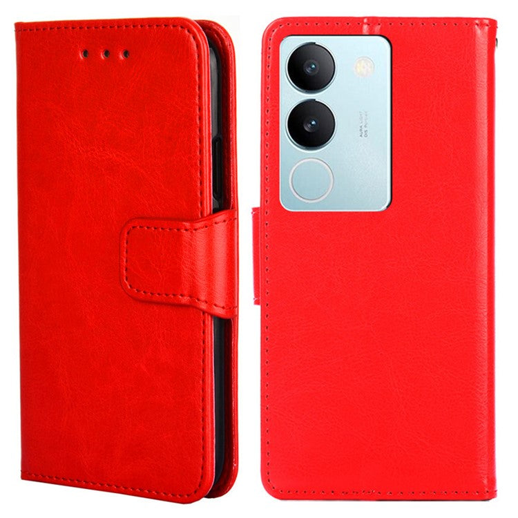 Textured PU Leather Cover For vivo S17 5G / S17 Pro 5G , Wallet Stand Case Anti-scratch Phone Shell - Red