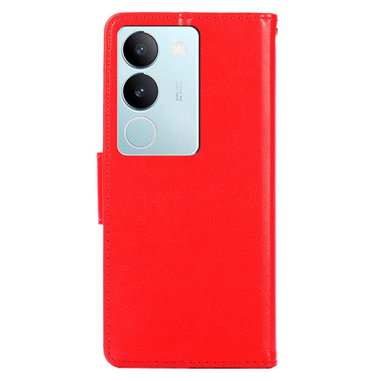 Textured PU Leather Cover For vivo S17 5G / S17 Pro 5G , Wallet Stand Case Anti-scratch Phone Shell - Red