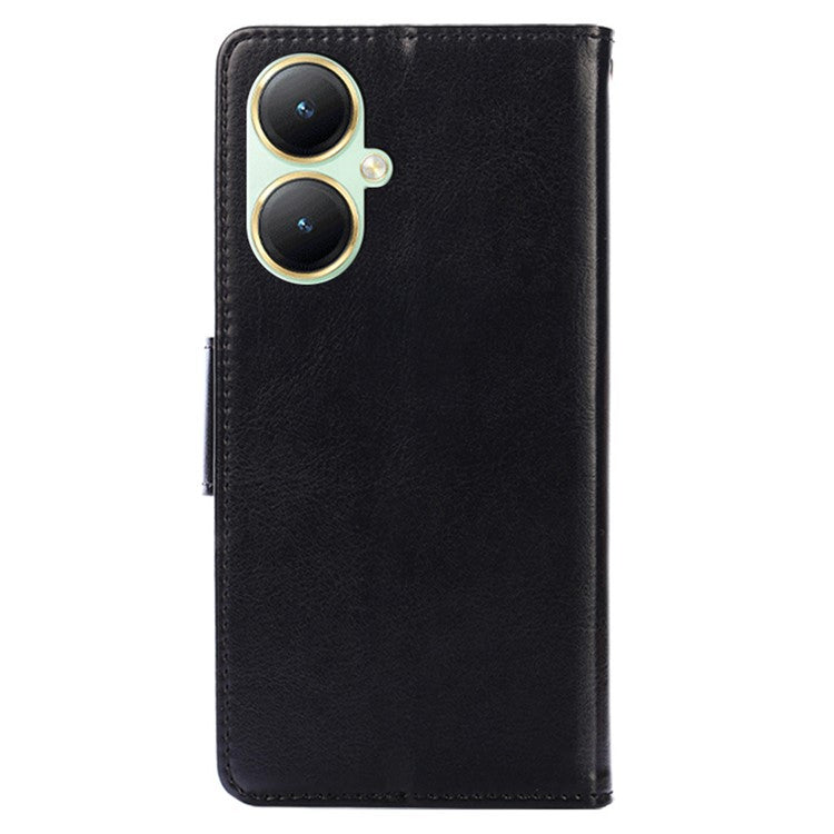 For vivo Y35+ 5G / Y35m+ 5G Wallet Stand Textured PU Leather Smartphone Case Anti-scratch Phone Cover - Black