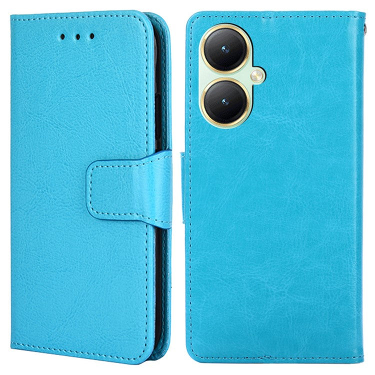 For vivo Y35+ 5G / Y35m+ 5G Wallet Stand Textured PU Leather Smartphone Case Anti-scratch Phone Cover - Baby Blue