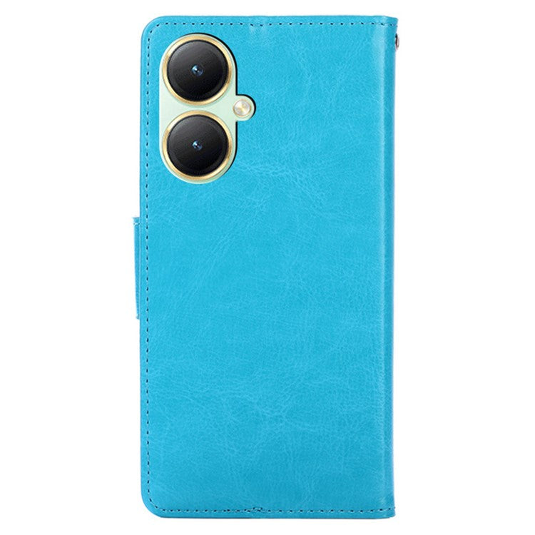 For vivo Y35+ 5G / Y35m+ 5G Wallet Stand Textured PU Leather Smartphone Case Anti-scratch Phone Cover - Baby Blue