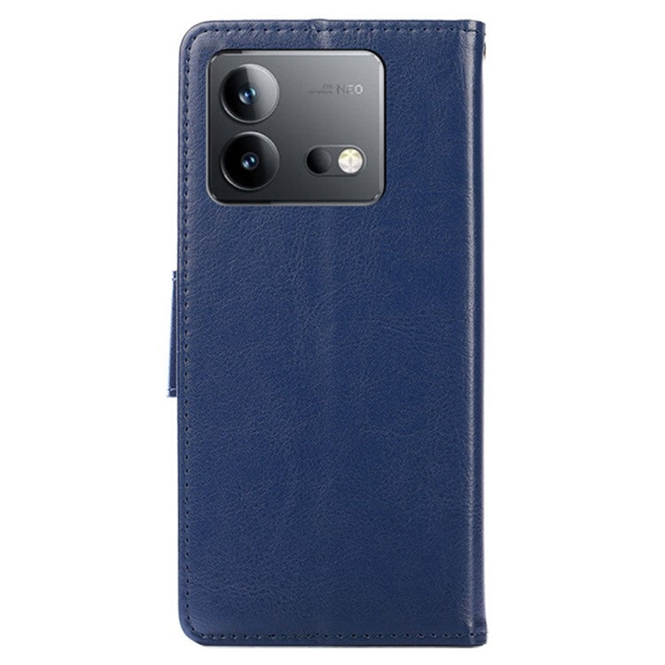 For vivo iQOO Neo8 Pro 5G / iQOO Neo8 5G Wallet Stand Case Anti-scratch Textured PU Leather Phone Cover - Sapphire