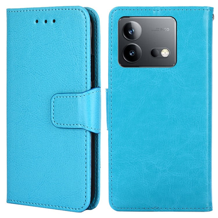 For vivo iQOO Neo8 Pro 5G / iQOO Neo8 5G Wallet Stand Case Anti-scratch Textured PU Leather Phone Cover - Baby Blue